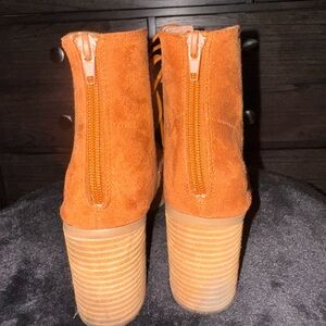 Chase + Chloe Orange Ankle Booties with Zipper Closure